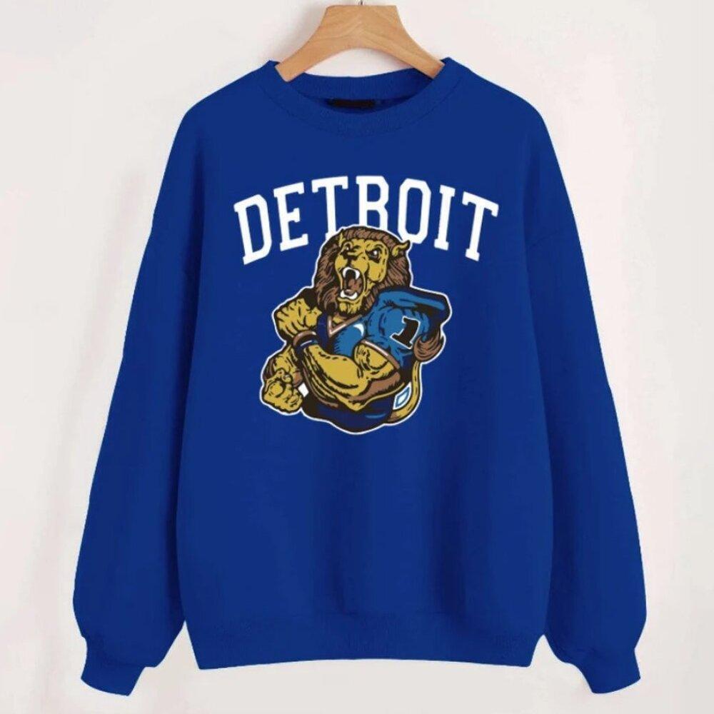 Detroit Football Mascot Royal Color Sweatshirt Detroit Football Team
